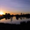 couché de soleil sur l'étang
